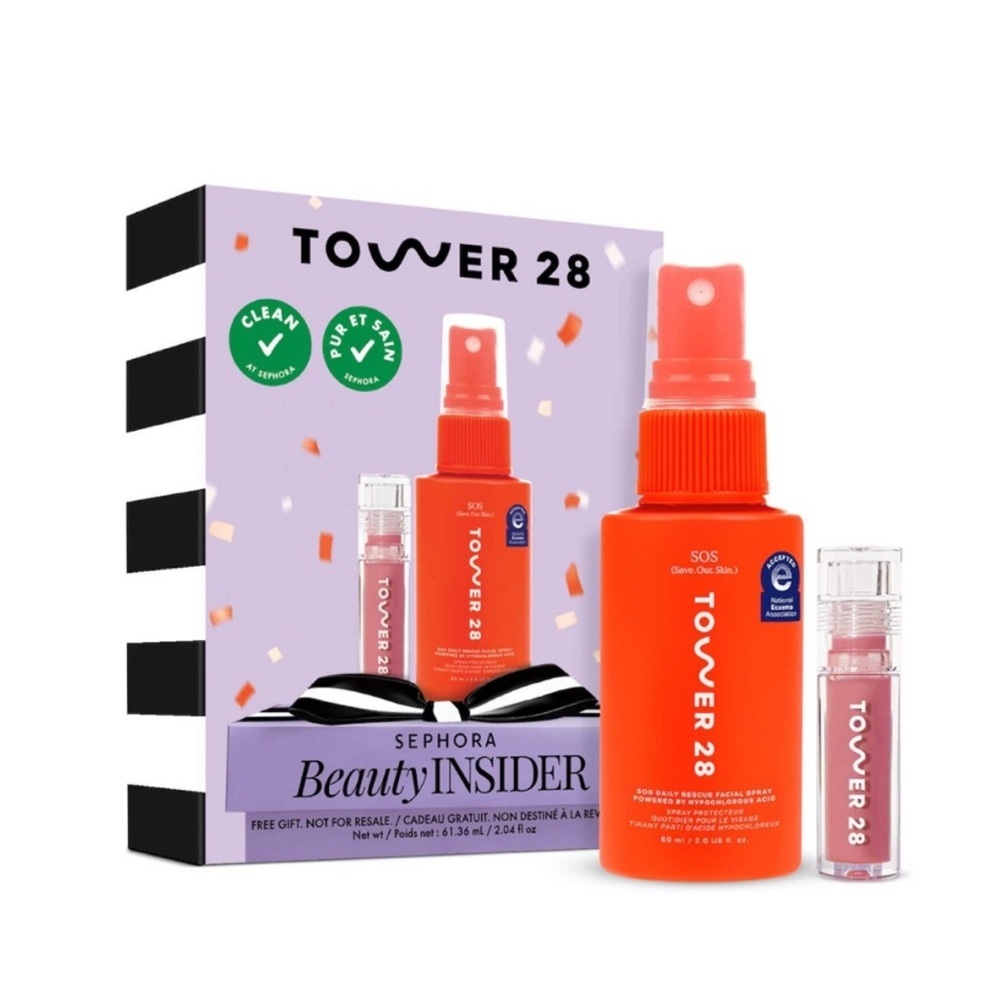 Tower 28 SOS Spray 2oz + ShineOn Lip Jelly Pistachio Duo BNIB